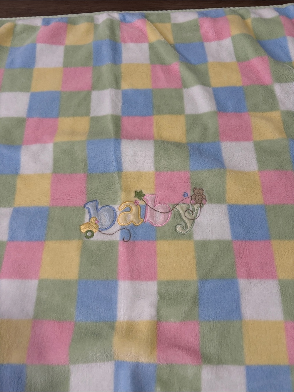 Circo Pastel Checkered Baby Blanket Pink Blue Yellow Green White set of blankets - Picture 2 of 9